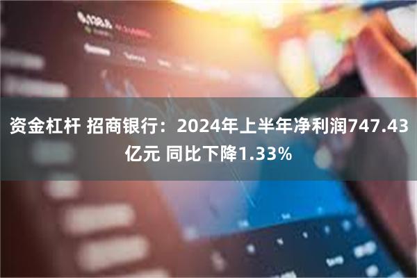 资金杠杆 招商银行：2024年上半年净利润747.43亿元 同比下降1.33%