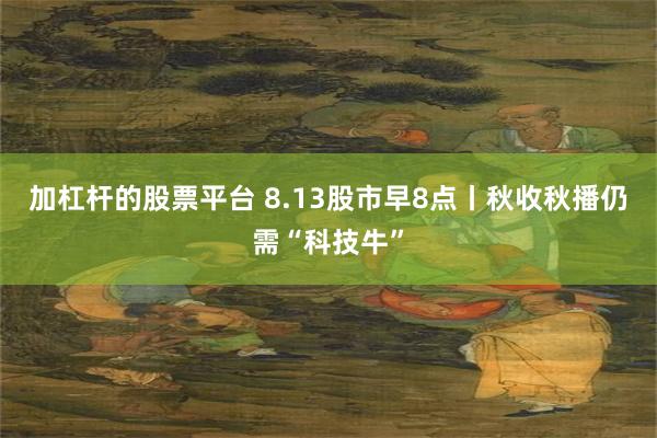 加杠杆的股票平台 8.13股市早8点丨秋收秋播仍需“科技牛”